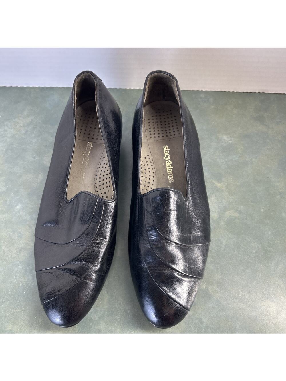Vintage Stacy Adams Mens 9M Black Leather Slip On Dress Loafers India